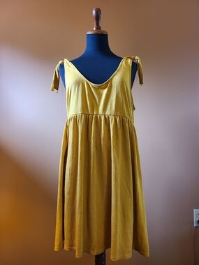 wild fable Mustard Yellow Tie-Shoulder Mini Sundress